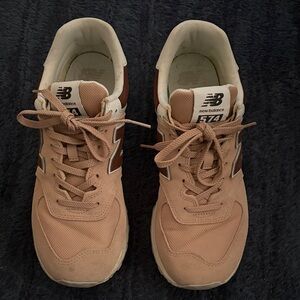 New Balance 574 Women's Sneakers - Mauve and Burgundy, Size 10